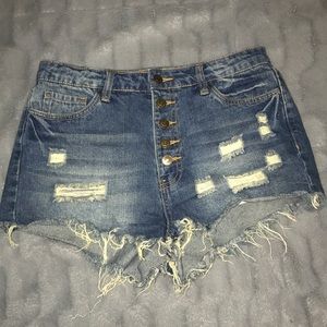 High waisted ripped shorts